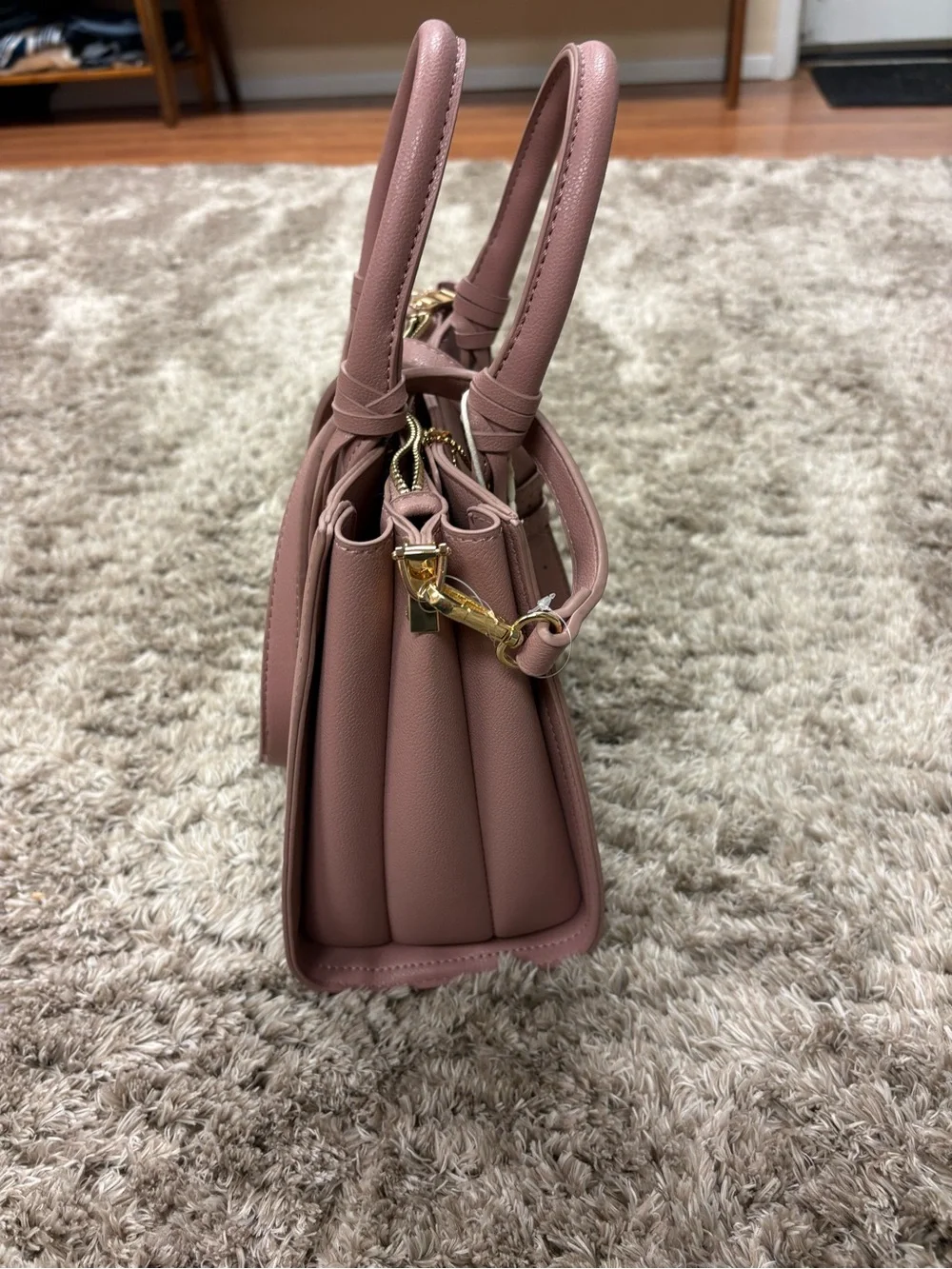 Madison West Rose Pink Structured Satchel with Detachable Strap